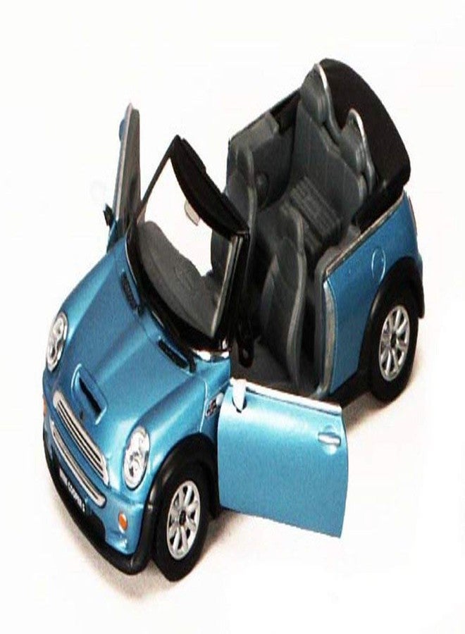 KITMEER 1:28 Scale Mini Cooper S Convertible Diecast Model Toy Car Pull-Back Action, with Openable Doors for Birthdays Gift Party Decorations Great Metal Toy Vehicle for Kids (Blue)